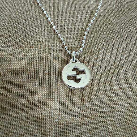 Gucci Silver 925 Interlocking GG Silver‎ Necklace, NWT, style 479219 - Picture 3 of 15